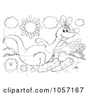 Royalty Free Clip Art Illustration Of A Coloring Page Outline Of A Kangaroo Hopping by Alex Bannykh