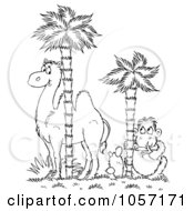 Poster, Art Print Of Coloring Page Outline Of A Monkey And Camel