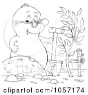 Poster, Art Print Of Coloring Page Outline Of A Gopher Digging