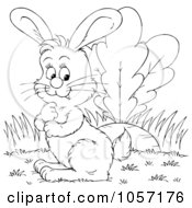 Royalty Free Clip Art Illustration Of A Coloring Page Outline Of A Rabbit By A Giant Carrot