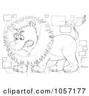 Royalty Free Clip Art Illustration Of A Coloring Page Outline Of A Guard Lion by Alex Bannykh