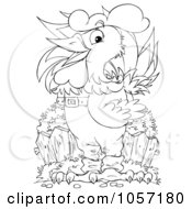 Poster, Art Print Of Coloring Page Outline Of A Rooster Wearing Clothes