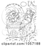 Poster, Art Print Of Coloring Page Outline Of Children Riding In A Horse Cart