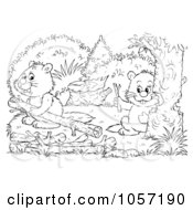 Poster, Art Print Of Coloring Page Outline Of Beavers