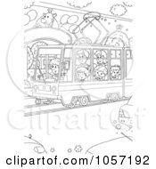 Poster, Art Print Of Coloring Page Outline Of People Using A Public Tram - 2