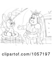 Royalty Free Clip Art Illustration Of A Coloring Page Outline Of A King Talking To A Rabbit