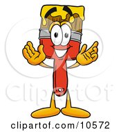 Paint Brush Mascot Cartoon Character With Welcoming Open Arms
