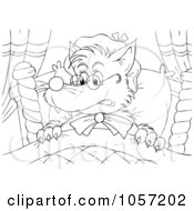 Poster, Art Print Of Coloring Page Outline Of A Bad Wolf Dressed As Granny