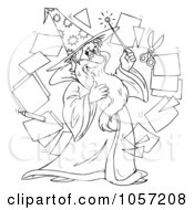 Poster, Art Print Of Coloring Page Outline Of A Wizard