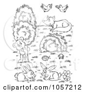 Poster, Art Print Of Coloring Page Outline Of A Scene Of Wild Animals