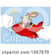 Poster, Art Print Of Easter Bunny Flying A Red Plane