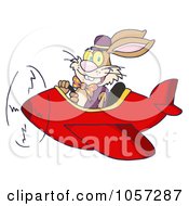 Poster, Art Print Of Easter Bunny Flying A Red Airplane