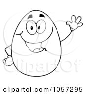 Poster, Art Print Of Outlined Easter Egg Character Waving