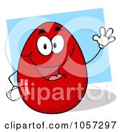 Poster, Art Print Of Friendly Red Easter Egg Character Waving