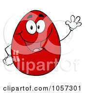 Poster, Art Print Of Red Easter Egg Character Waving