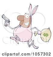 Poster, Art Print Of Black Robber Running In A Bunny Costume