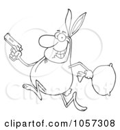 Poster, Art Print Of Outlined Robber Running In A Bunny Costume