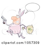 Royalty Free Vector Clip Art Illustration Of A Robber Talking And Running In A Bunny Costume by Hit Toon