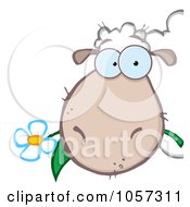 Royalty Free Vector Clip Art Illustration Of A Sheep Eating A Flower
