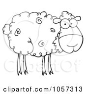 Poster, Art Print Of Outlined Barnyard Sheep Eating Grass