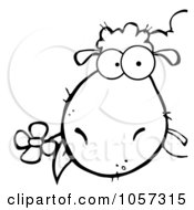 Royalty Free Vector Clip Art Illustration Of An Outline Of A Sheep Eating A Flower