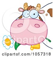 Royalty Free Vector Clip Art Illustration Of A Cow Eating A Flower by Hit Toon