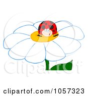 Royalty Free Vector Clip Art Illustration Of A Happy Ladybug On A Daisy by Hit Toon