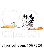 Royalty Free Vector Clip Art Illustration Of A Flying Stork by Hit Toon