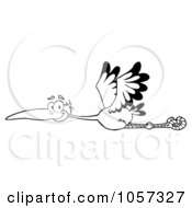 Royalty Free Vector Clip Art Illustration Of An Outlined Flying Stork by Hit Toon