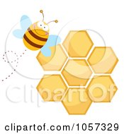 Poster, Art Print Of Happy Bee By A Honeycomb
