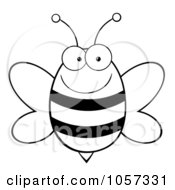 Royalty Free Vector Clip Art Illustration Of An Outlined Happy Bee