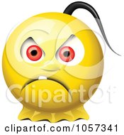 Royalty Free Vector Clip Art Illustration Of A 3d Mad Yellow Smiley Face With A Pony Tail
