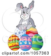 Royalty Free Vector Clip Art Illustration Of An Easter Bunny Sitting On Eggs