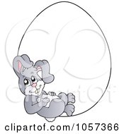 Royalty Free Vector Clip Art Illustration Of An Easter Bunny With A Giant Egg