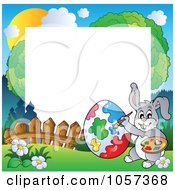 Royalty Free Vector Clip Art Illustration Of A Frame Of An Easter Bunny Painting An Egg