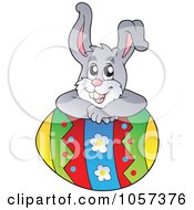 Royalty Free Vector Clip Art Illustration Of An Easter Bunny Resting On An Egg