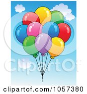 Poster, Art Print Of Bunch Of Birthday Balloons Floating In A Sky