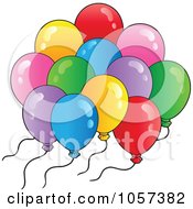 Poster, Art Print Of Bunch Of Birthday Balloons Floating Away