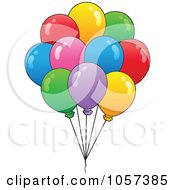 Poster, Art Print Of Bunch Of Birthday Balloons Floating