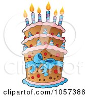 Poster, Art Print Of Tiered Birthday Cake With Candles