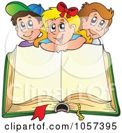 Happy School Children Over An Open Book