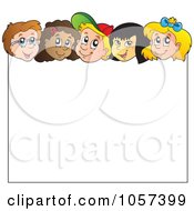 Poster, Art Print Of Diverse Children Over A Blank Sign