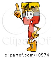 Poster, Art Print Of Paint Brush Mascot Cartoon Character Pointing Upwards