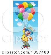Royalty Free Vector Clip Art Illustration Of A Circus Clown Floating With Balloons