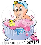 Royalty Free Vector Clip Art Illustration Of A Baby Taking A Bubbly Bath