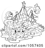 Poster, Art Print Of Coloring Page Outline Of A Sunken Ship