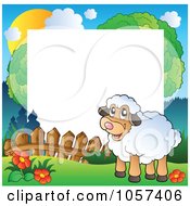 Royalty Free Vector Clip Art Illustration Of A Frame Of A Farmyard Sheep In A Spring Meadow