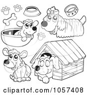 Royalty Free Vector Clip Art Illustration Of A Digital Collage Of Outlined Dogs