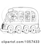 Poster, Art Print Of Coloring Page Outline Of Kids On A School Bus