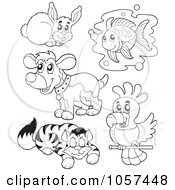 Royalty Free Vector Clip Art Illustration Of A Digital Collage Of Outlined Domestic Pets by visekart